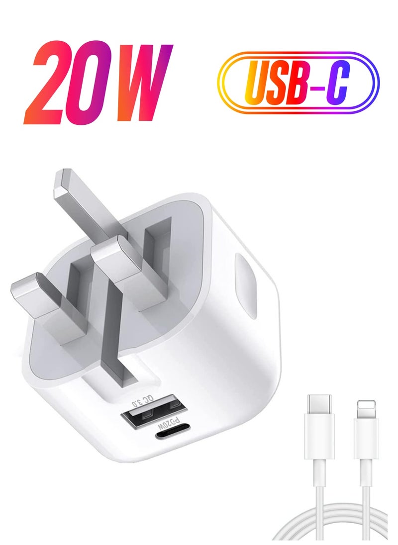 ELTRAZONE - 20W USB C Charger Block, 2-Ports [USB-C + USB] Charging Station, QC PD3.0 GaN Fast Charging Block, Type C Power Adapter for iPad Pro/iPhone/Samsung Note/Galaxy (With Cable) - Image 1