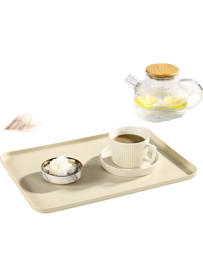 Caizhi Rectangular Tray, Tea Tray, Household Fruit Plate, Breakfast Plate, Storage Tray, Living Room Snack Plate, Small Size, Beige, Cz6752 - Image 1