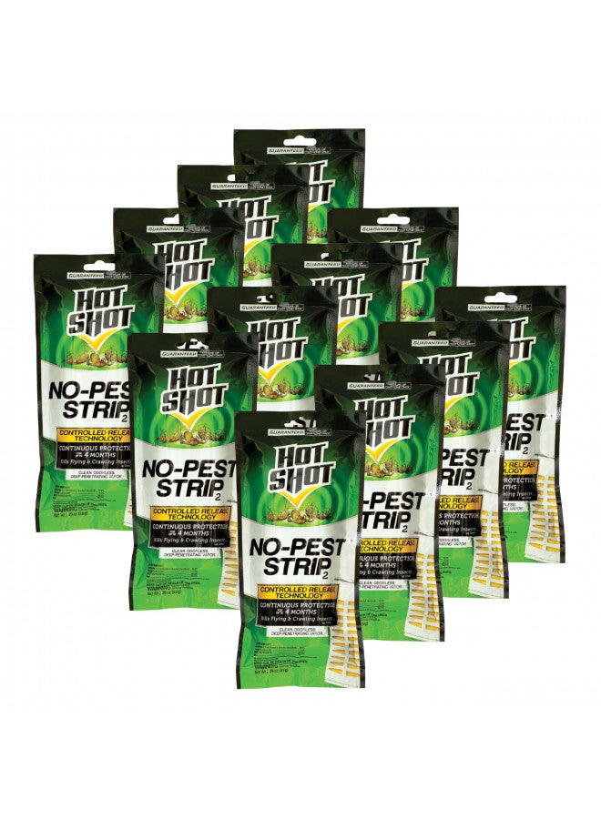 Hot Shot No-Pest Strip 2, Controlled Release Technology Kills Flying and Crawling Insects 2.29 Ounce (Value Pack of 12) - Image 1