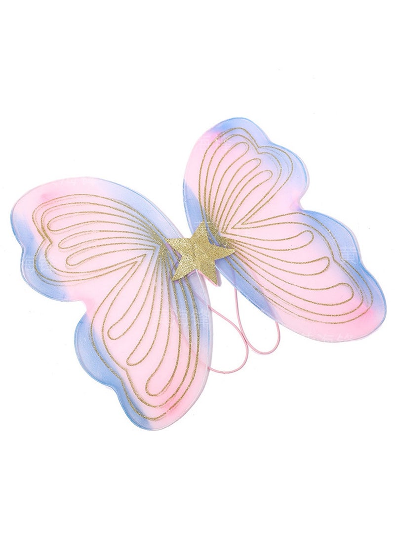 وانغبانغزي 5 قطع زي فراشة خرافية للفتيات مجموعة أزياء تنكرية للأميرات مع أجنحة، تنورة توتو، عصا سحرية، غطاء رأس، قفازات للفتيات من 3 إلى 6 سنوات باللون الوردي - Image 3