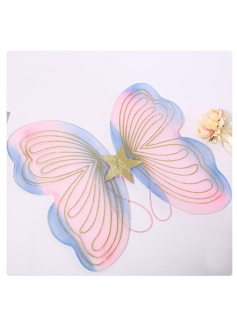 وانغبانغزي 5 قطع زي فراشة خرافية للفتيات مجموعة أزياء تنكرية للأميرات مع أجنحة، تنورة توتو، عصا سحرية، غطاء رأس، قفازات للفتيات من 3 إلى 6 سنوات باللون الوردي - Image 5