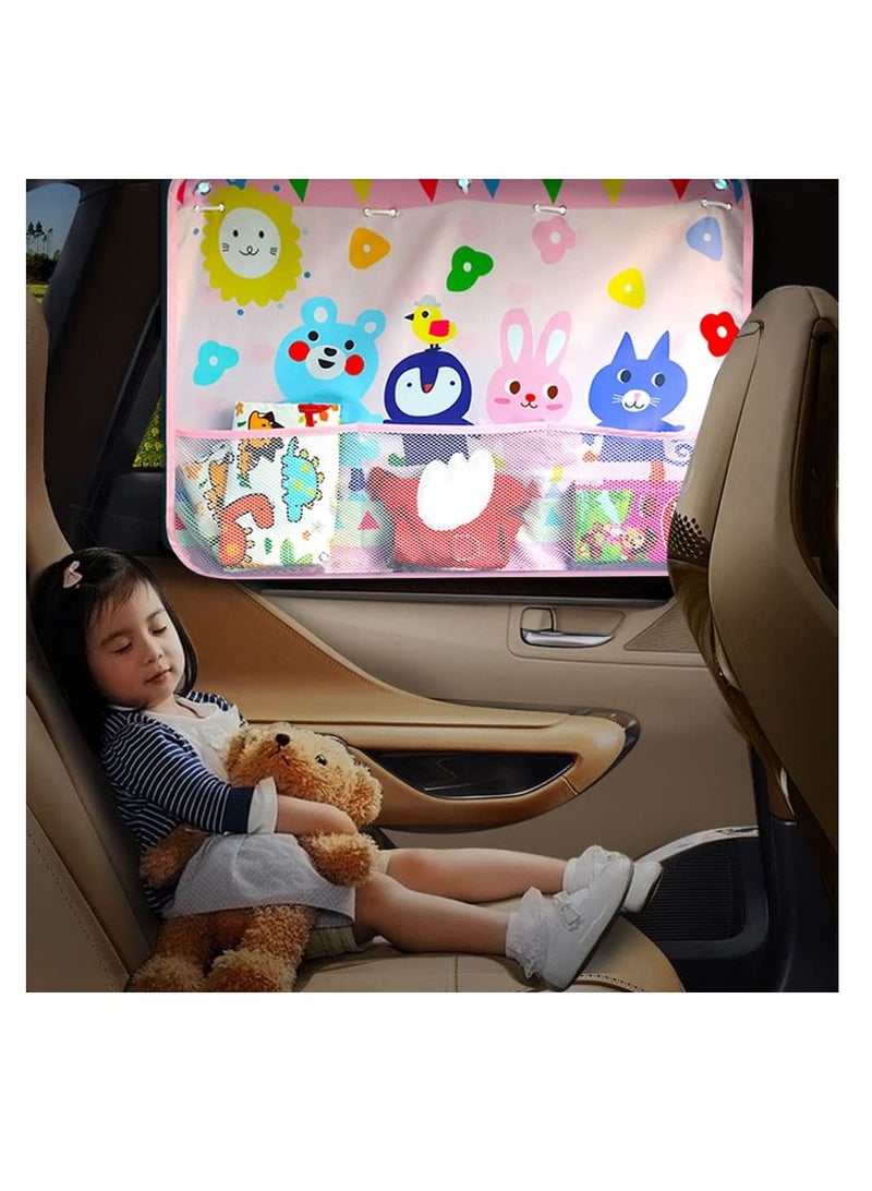 Y&D Car Sun Shade, Fit for Baby Kids Side Window Curtain Protector Protects from Glare Heat Blocks UV Rays Interior Blocker Blind Protect Sunlight (2 Pack Pink)  - Image 1