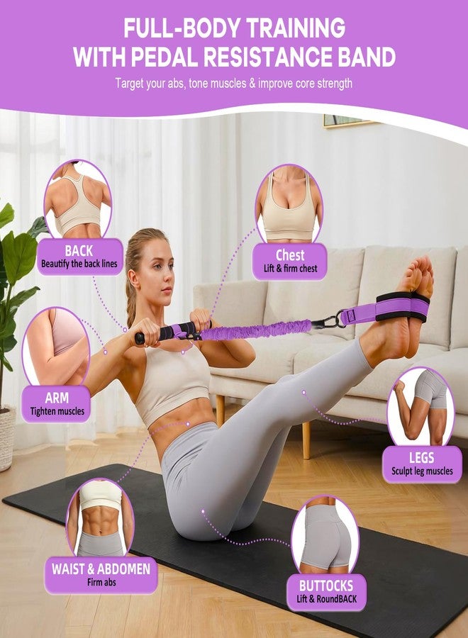 Stomonster Multifunctional Resistance Bands with Handles, Pedal Resistance Bands,30/40/50LBS Adjustable, Anti-Break Design,Full Body Workout for Women Home Gym,Yoga,Pilates,Strength Training (Purple) - Image 2