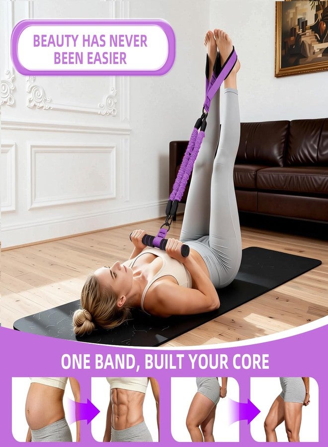 Stomonster Multifunctional Resistance Bands with Handles, Pedal Resistance Bands,30/40/50LBS Adjustable, Anti-Break Design,Full Body Workout for Women Home Gym,Yoga,Pilates,Strength Training (Purple) - Image 4