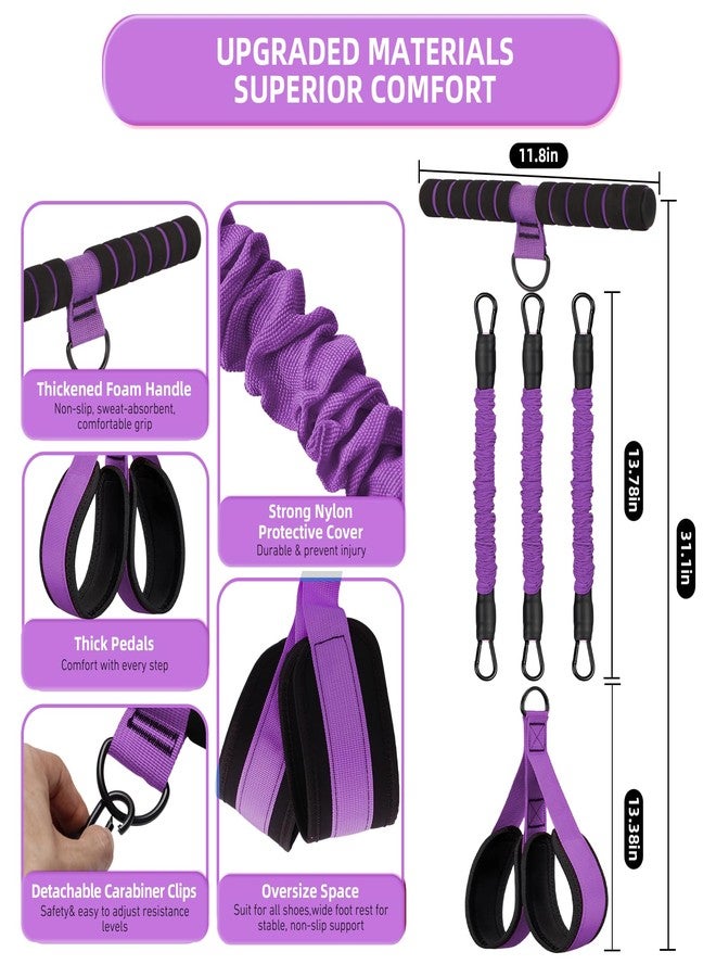 Stomonster Multifunctional Resistance Bands with Handles, Pedal Resistance Bands,30/40/50LBS Adjustable, Anti-Break Design,Full Body Workout for Women Home Gym,Yoga,Pilates,Strength Training (Purple) - Image 3