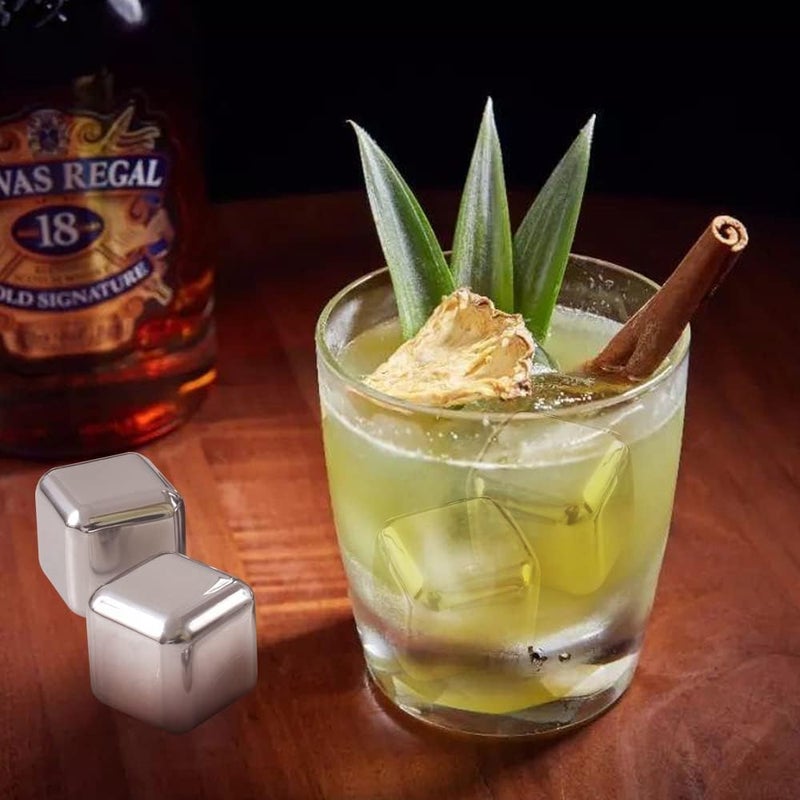 TRUENIX Truenix Stainless Steel Reusable Ice Cubes Whiskey Stones for Chilling Beverages Premium Drinks Ice Cubes Set with Head Tongs and Ice Cube Trays 8PCS - Image 5