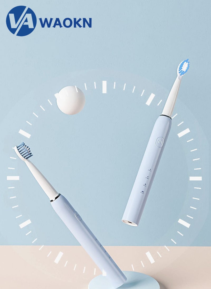 WAOKN Rechargeable Sonic Electric Toothbrush High-frequency Vibration IPX7 Waterproof Toothbrush 3 Modes Smart Electric Toothbrush Compact and Portable Suitable for Travel with 4 Detachable Brush Heads - Image 4