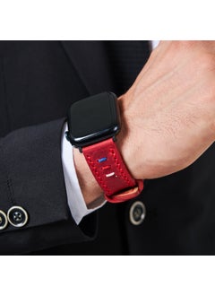 Vagave Apple Watch Band 42MM 44MM 45MM 49MM 3/4/5/6/Se/7/8/9 Ultra Ultra 2 Genuine Crazy Red Leather Strap  - Image 1