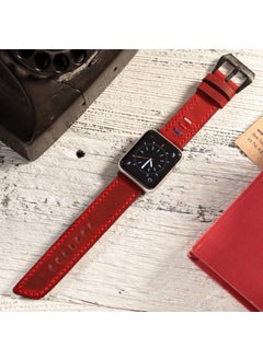 Vagave Apple Watch Band 42MM 44MM 45MM 49MM 3/4/5/6/Se/7/8/9 Ultra Ultra 2 Genuine Crazy Red Leather Strap  - Image 5