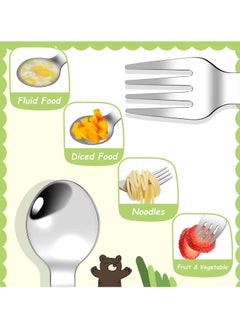 SYOSI Packs Stainless Steel Baby Utensils Cutlery Set, Plastic Handle Toddler Spoons Forks Self Feeding for 12 Months Plus Toddler Kids Children  - Image 3