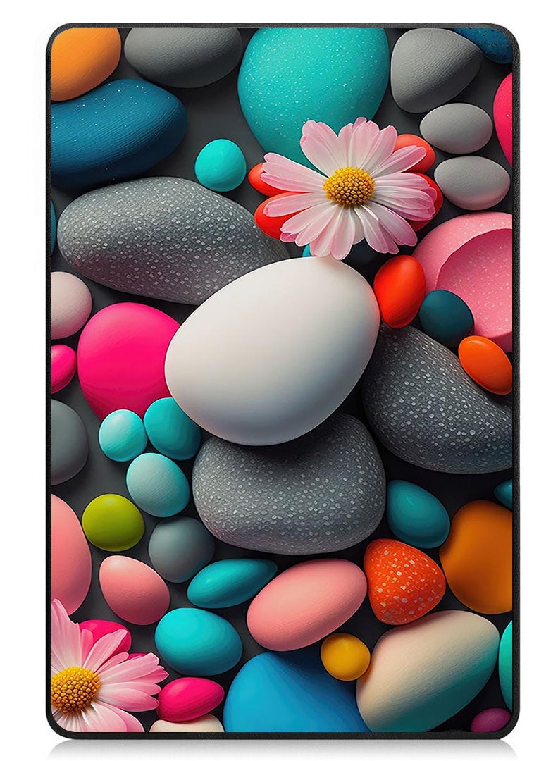 Theodor Protective Flip Case For Samsung Galaxy Tab S9 FE Plus With Trifold Stand Auto Wake Sleep Shockproof Cover Colourful Stones - Image 1