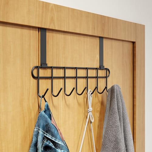 RIOMAX Multifunctional Over The Door Hook Hanger Organizer/Wall Hook Rack for Hanging Clothes, Towel Hanger, Kitchen Hanger, Bathroom Hanger - (7 Hook) (Pack of 1) (Black) - Image 2