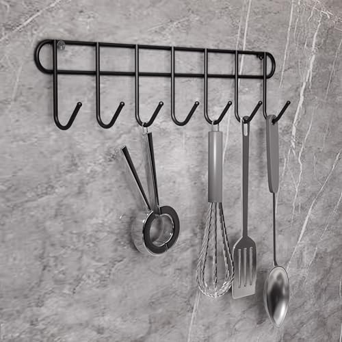 RIOMAX Multifunctional Over The Door Hook Hanger Organizer/Wall Hook Rack for Hanging Clothes, Towel Hanger, Kitchen Hanger, Bathroom Hanger - (7 Hook) (Pack of 1) (Black) - Image 4