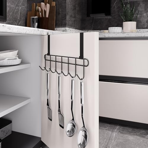 RIOMAX Multifunctional Over The Door Hook Hanger Organizer/Wall Hook Rack for Hanging Clothes, Towel Hanger, Kitchen Hanger, Bathroom Hanger - (7 Hook) (Pack of 1) (Black) - Image 5