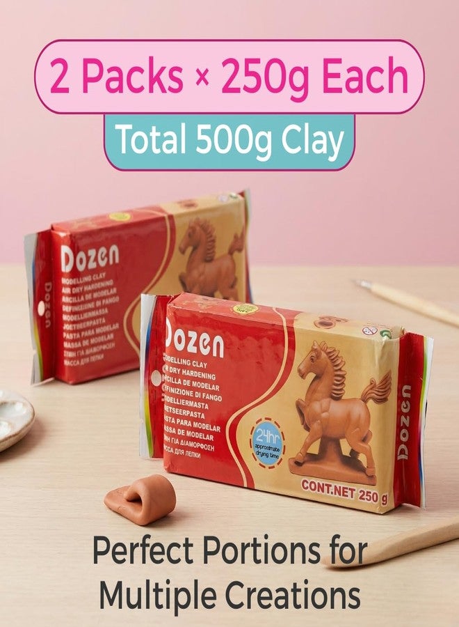 Oytra Dozen 500 Grams Air Dry Sculpting Dough Terracotta Brown Art and Craft Molding Clays - Image 2