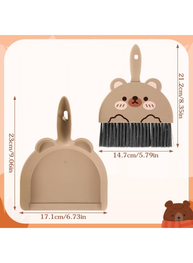 SUNSAR Portable Hand Broom and Brush Set Cute Mini Hand Broom and Dustpan Set Portable Durable Desktop Cleaning Supplies for Tabletop Debris Keyboards(Brown) - Image 2