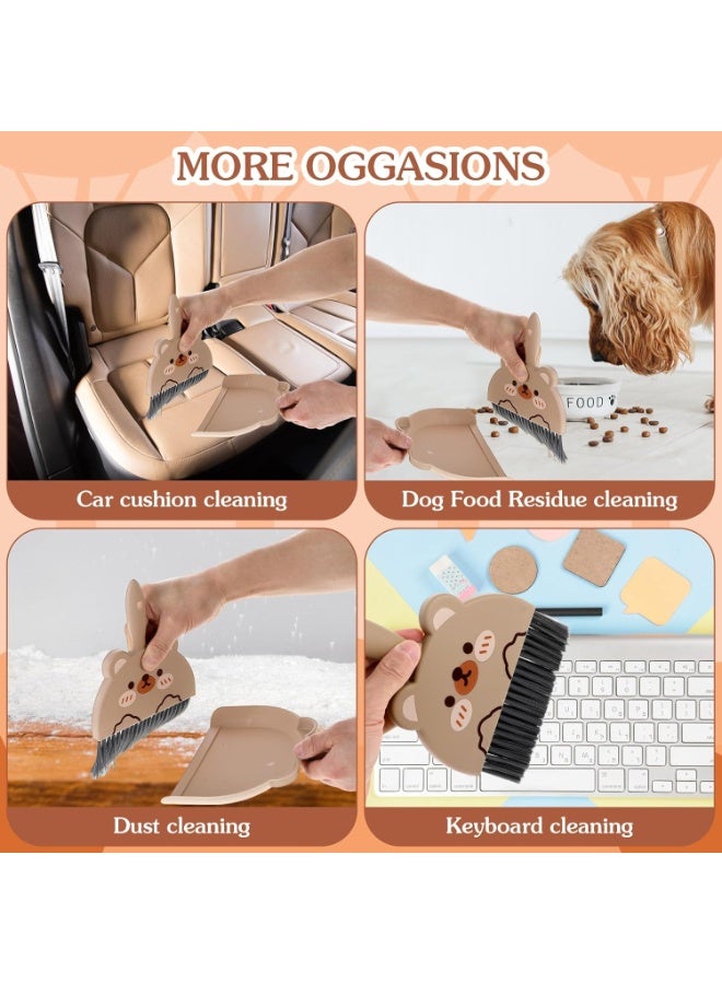 SUNSAR Portable Hand Broom and Brush Set Cute Mini Hand Broom and Dustpan Set Portable Durable Desktop Cleaning Supplies for Tabletop Debris Keyboards(Brown) - Image 4