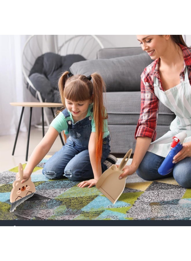 SUNSAR Portable Hand Broom and Brush Set Cute Mini Hand Broom and Dustpan Set Portable Durable Desktop Cleaning Supplies for Tabletop Debris Keyboards(Brown) - Image 5