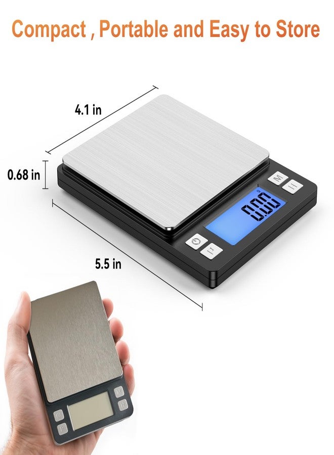 BOMATA 0.01g Small Digital Gram Scale, USB Rechargeable, Upgraded 1kg Jewelry Scale with Larger Display and Hold Function, High Precision, Grams and oz for Herb, Coin, Powder, Yeast, Kitchen Black - Image 4