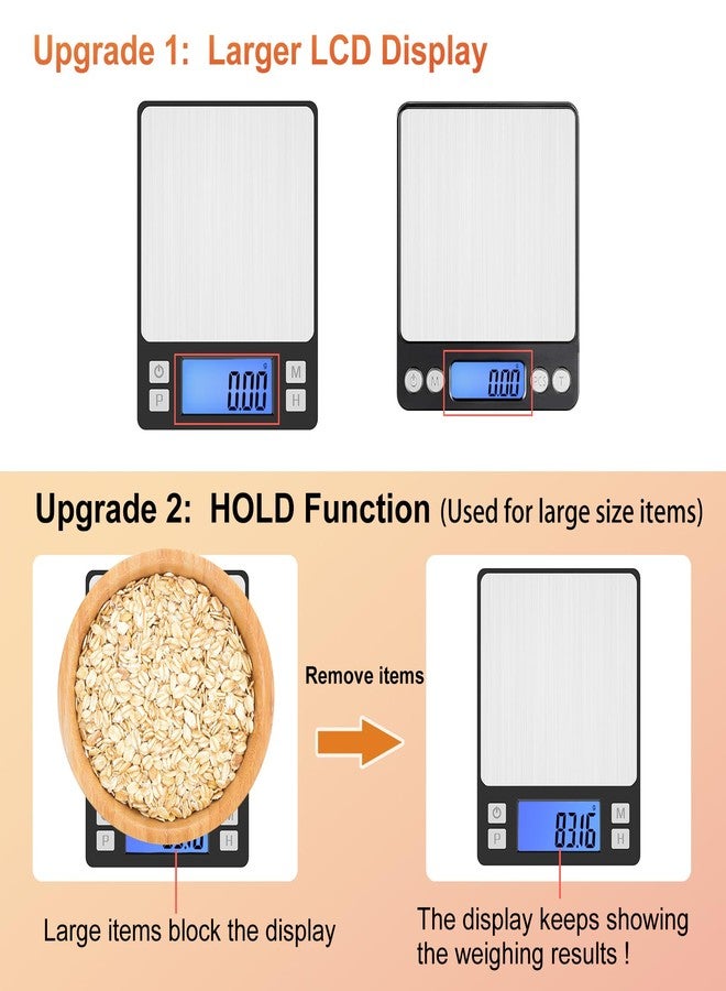 BOMATA 0.01g Small Digital Gram Scale, USB Rechargeable, Upgraded 1kg Jewelry Scale with Larger Display and Hold Function, High Precision, Grams and oz for Herb, Coin, Powder, Yeast, Kitchen Black - Image 3