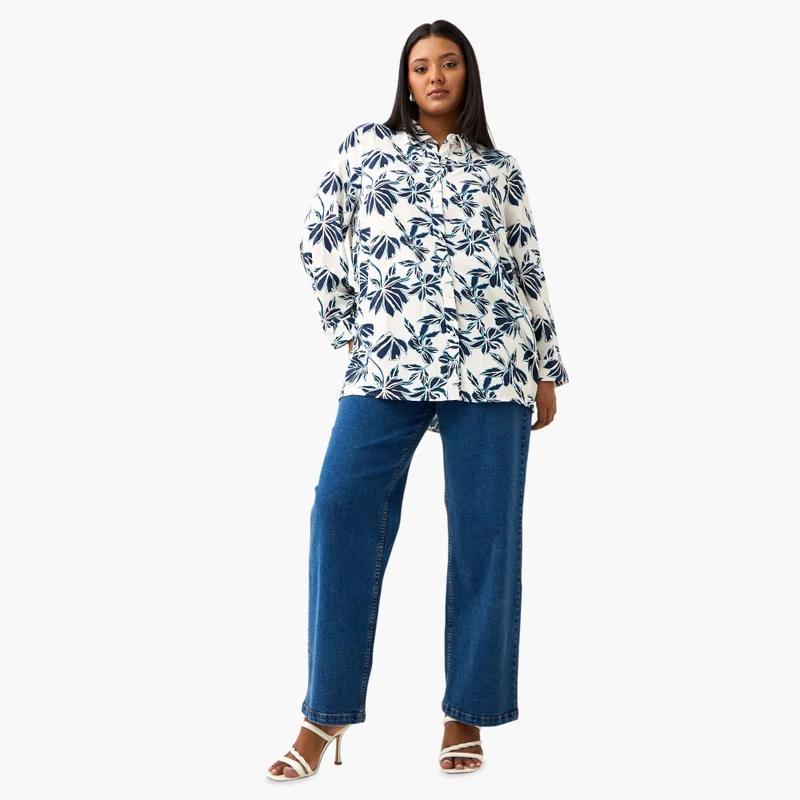  أولا بوبكن Plus Size Ulla Popken All-Over Floral Print Shirt