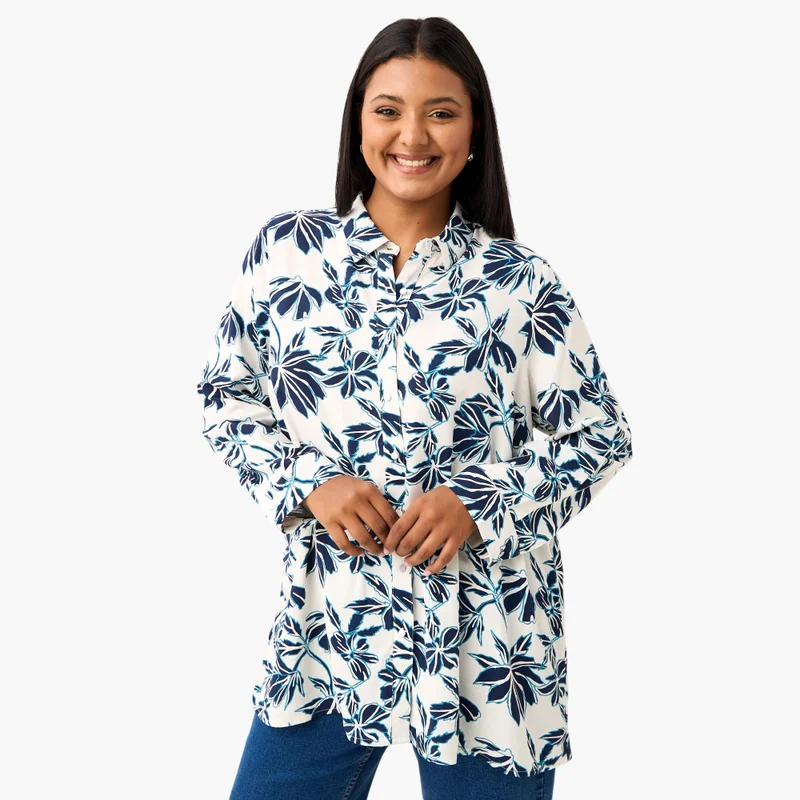  أولا بوبكن Plus Size Ulla Popken All-Over Floral Print Shirt