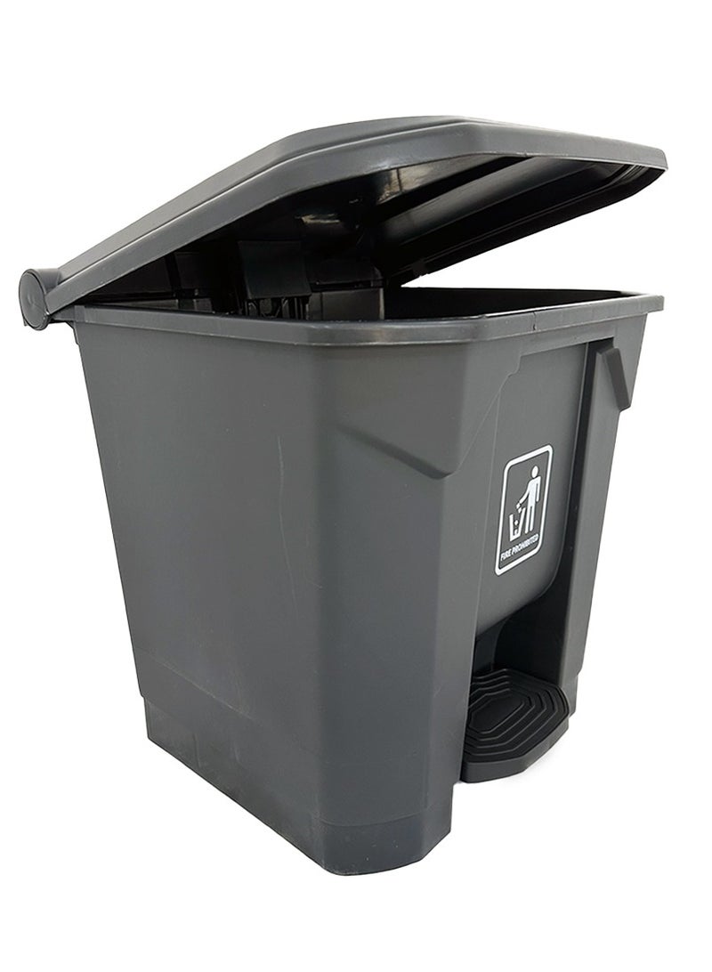 AKC AKC Step Trash Bin | Plastic Matte Finish | Suitable For Bathrooms, Kitchens & Communal Spaces | Grey | 30 Liters - Image 1