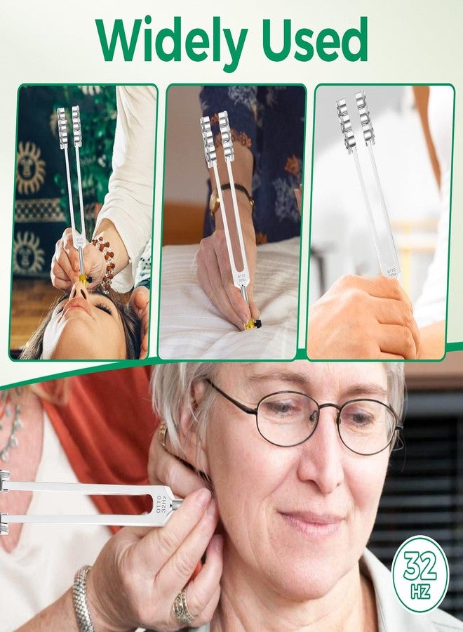 DRELD شوكة رنانة موزونة بتردد 32 هرتز مع رأس تدليك للشفاء، وتنشيط الشاكرات، والعلاج الصوتي، واليوغا، وتخفيف التوتر، والاسترخاء، مع مطرقة، وحقيبة، وقطعة قماش للتنظيف، ومفتاح ربط - Image 4