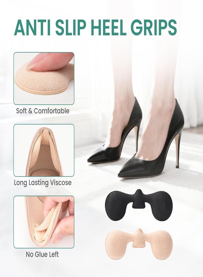 Welnove Heel Pads for Shoes That are Too Big - Welnove 6 Pairs Self Adhesive Heel Grips Pads for Foot Pain, Blisters, Slipping, Rubbing - Bat Shaped Shoe Cushions Inserts for Women Comfort (Black & Beige) - Image 3