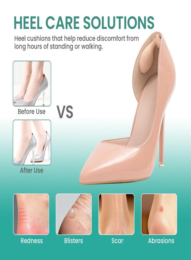 Welnove Heel Pads for Shoes That are Too Big - Welnove 6 Pairs Self Adhesive Heel Grips Pads for Foot Pain, Blisters, Slipping, Rubbing - Bat Shaped Shoe Cushions Inserts for Women Comfort (Black & Beige) - Image 2