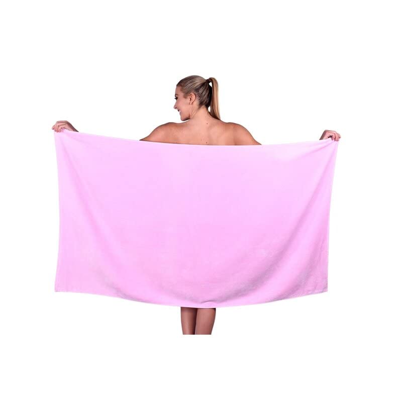 TIQH 100 Zero Twist Cotton Highly Absorbent and Quick Dry Extra Large Soft BathBeach Towel Pink - Image 2