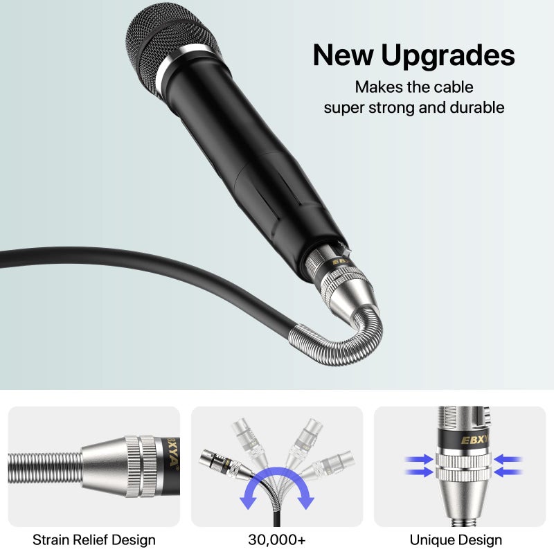 EBXYA كابلات EBXYA XLR بطول 25 قدم 6 عبوات، كابل ميكروفون معدني متوازن 3 دبابيس ذكر إلى أنثى متوافق مع الخلاطات، السماعات، المكبرات، الميكروفون - Image 4