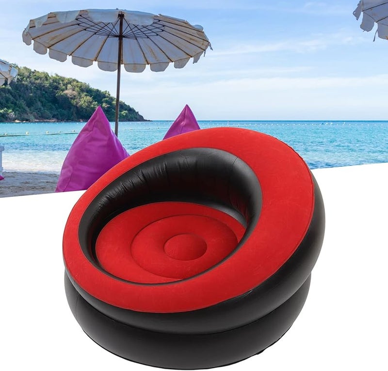 Red Inflatable Couch Portable Lightweight Sofa Bed for Indoor Outdoor Camping Picnic - Image 3