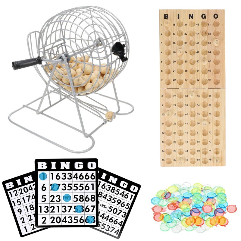 WE Games Retro Bingo Game Set with Metal Rotary Cage Deluxe Wooden Master Board Wood Balls Party Games for Families Fairs and Churches - Image 3