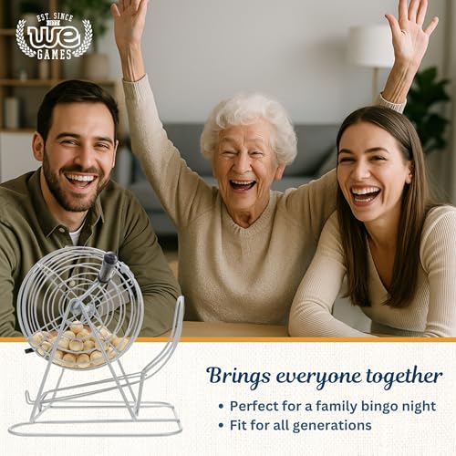 WE Games Retro Bingo Game Set with Metal Rotary Cage Deluxe Wooden Master Board Wood Balls Party Games for Families Fairs and Churches - Image 5