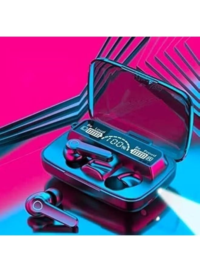 TWS M19 pro Bluetooth Earbuds, Wireless Headphones, Noise Cancelling, Bass Boost, Sports Gaming Headset with Microphone, Smart LED Power Supply, Touch Control - Black - Image 1