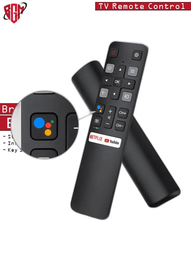 BGM Introducing the Enhanced Voice Control Remote for TCL Android TVs - Upgrade Your Experience with the RC802V. Unlock the Power of Google Voice Functionality, Complete with Dedicated Buttons for Seamles  - Image 1