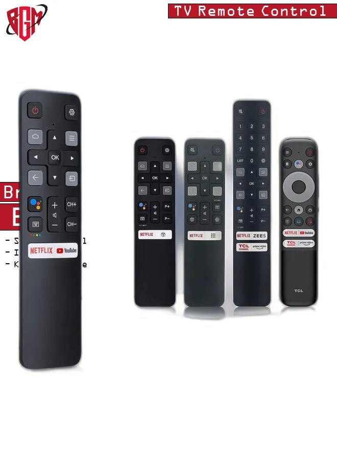 BGM Introducing the Enhanced Voice Control Remote for TCL Android TVs - Upgrade Your Experience with the RC802V. Unlock the Power of Google Voice Functionality, Complete with Dedicated Buttons for Seamles  - Image 2