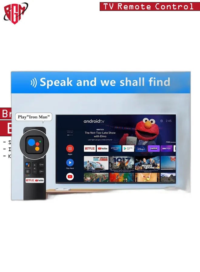 BGM Introducing the Enhanced Voice Control Remote for TCL Android TVs - Upgrade Your Experience with the RC802V. Unlock the Power of Google Voice Functionality, Complete with Dedicated Buttons for Seamles  - Image 4