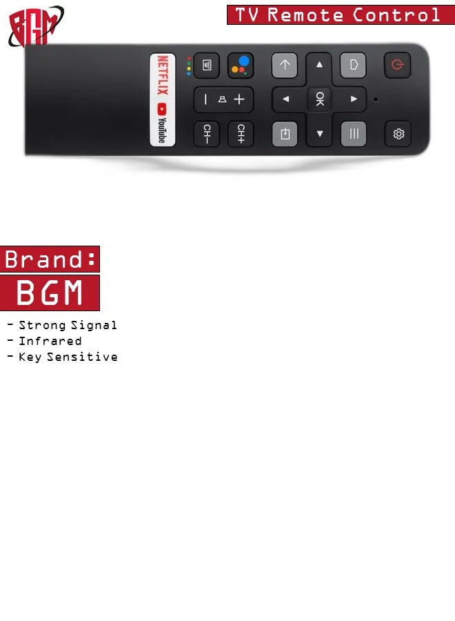 BGM Introducing the Enhanced Voice Control Remote for TCL Android TVs - Upgrade Your Experience with the RC802V. Unlock the Power of Google Voice Functionality, Complete with Dedicated Buttons for Seamles  - Image 5