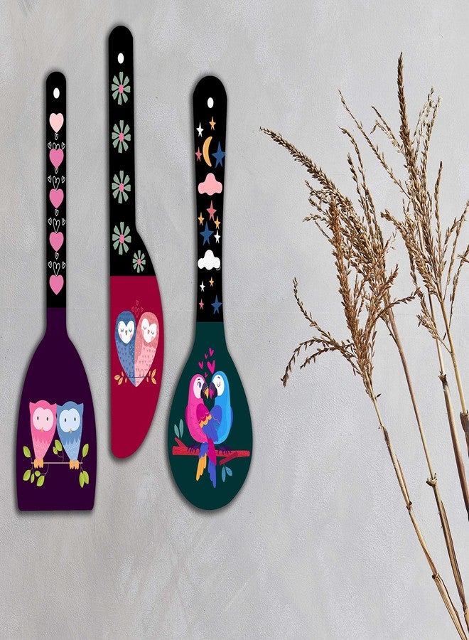 SAF paintings Love bird modern art Wooden Wall Hanger Spoons for Home | Office | Living Room | Gift | Modern Decoration Items | Kitchen Wall Decor | Home Decor Hanging Items WHC-S05 - Image 3