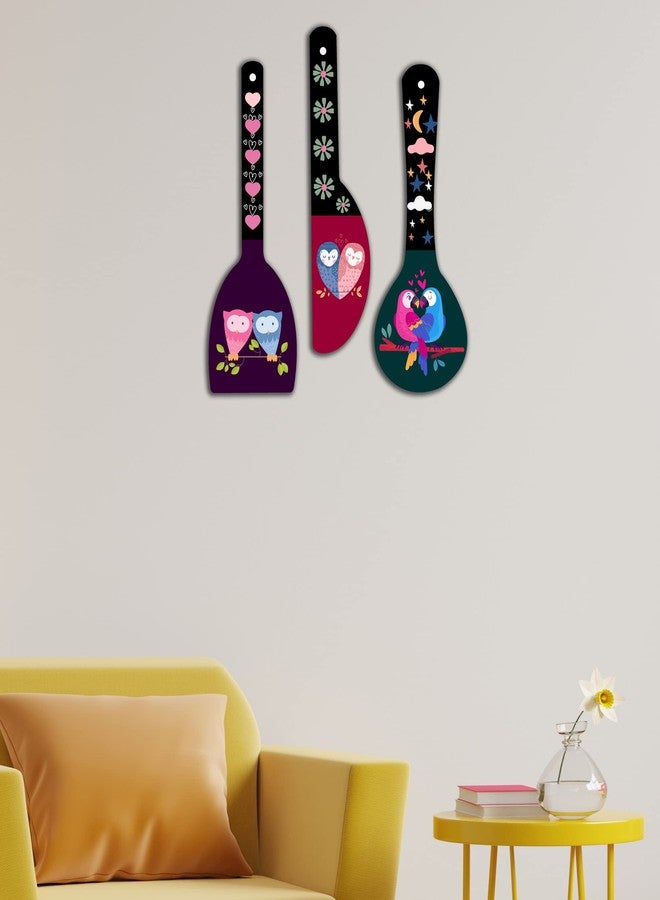 SAF paintings Love bird modern art Wooden Wall Hanger Spoons for Home | Office | Living Room | Gift | Modern Decoration Items | Kitchen Wall Decor | Home Decor Hanging Items WHC-S05 - Image 2