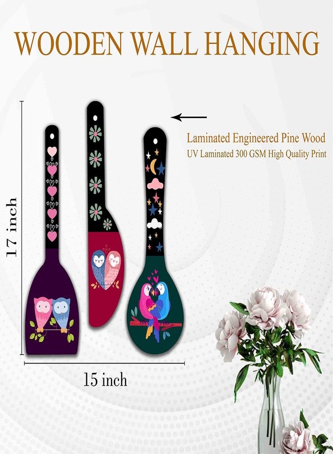 SAF paintings Love bird modern art Wooden Wall Hanger Spoons for Home | Office | Living Room | Gift | Modern Decoration Items | Kitchen Wall Decor | Home Decor Hanging Items WHC-S05 - Image 4