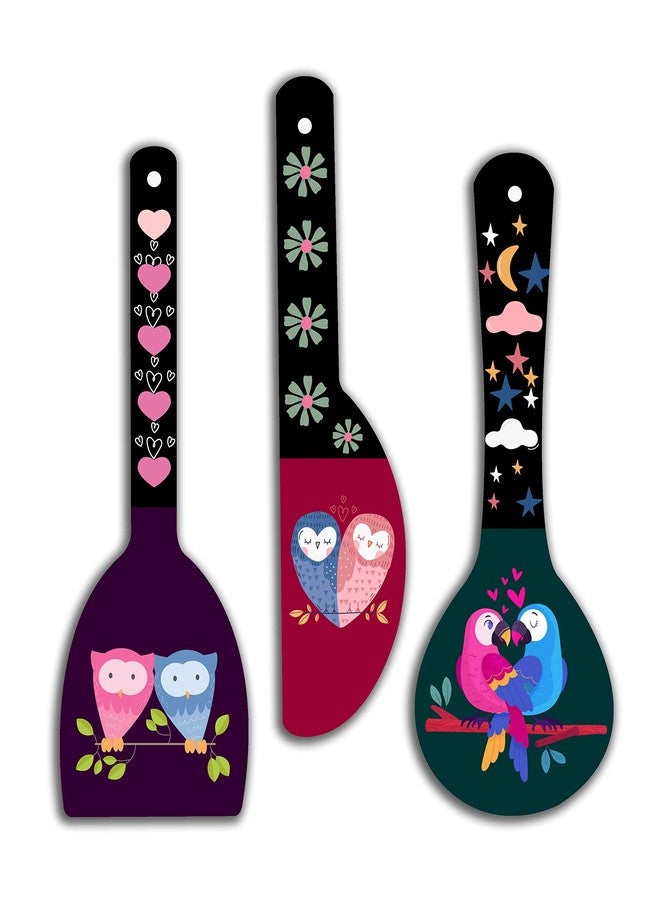 SAF paintings Love bird modern art Wooden Wall Hanger Spoons for Home | Office | Living Room | Gift | Modern Decoration Items | Kitchen Wall Decor | Home Decor Hanging Items WHC-S05 - Image 1