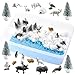 Beeveer 42 Pcs Winter Sensory Bin Fillers Snow Play Sand Toy Kit with Arctic Animals Figurines Counting Sorting Pine Trees Cotton Ball Bag Blue Sand Stone for Preschool Polar Project Education Birthday Gifts - Image 2