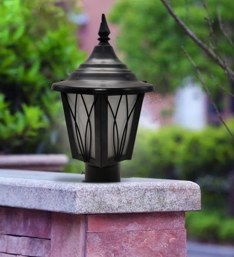 WHITERAY Outdoor Waterproof Gate Light Black Finish with B22 Holder Decorative Pillar Mount Lamp for Main Gate, Garden, Balcony, Patio, Entrance & Terrace (Without Bulb) - Image 1