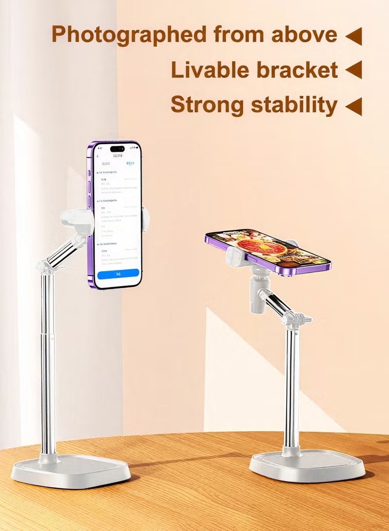 Premium 360° Flexible Phone Holder for Desk u0026 Bedside - Telescopic Metal Stand with Height Adjustment (30-45cm) - Stable Anti-Slip Support for Watching Movies u0026 Online Classes White - Image 2