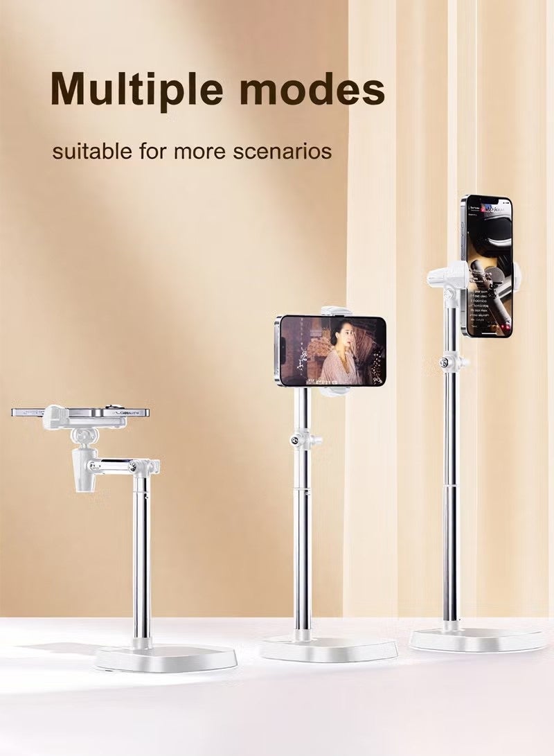 Premium 360° Flexible Phone Holder for Desk u0026 Bedside - Telescopic Metal Stand with Height Adjustment (30-45cm) - Stable Anti-Slip Support for Watching Movies u0026 Online Classes White - Image 4