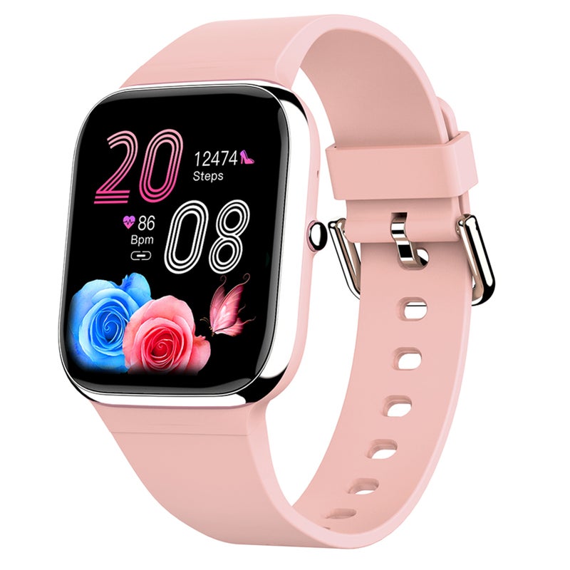 Smart Watch for Men and Women Fitness Tracker with 1.85'' TFT Full Touchscreen Heart Rate Monitor Pedometer Pink - Image 1
