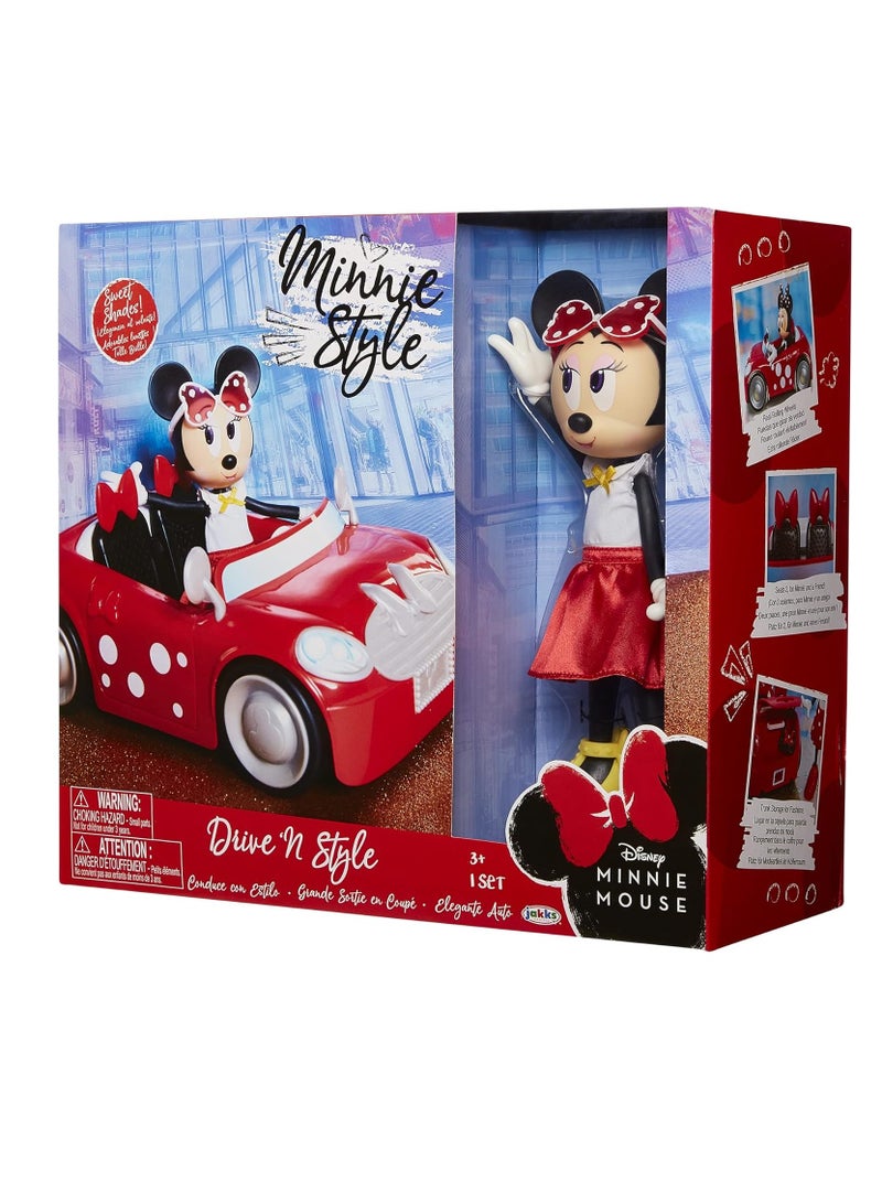 Disney Drive 'N Style Minnie Mouse Doll and Minnie Cooper Car, Multicolor